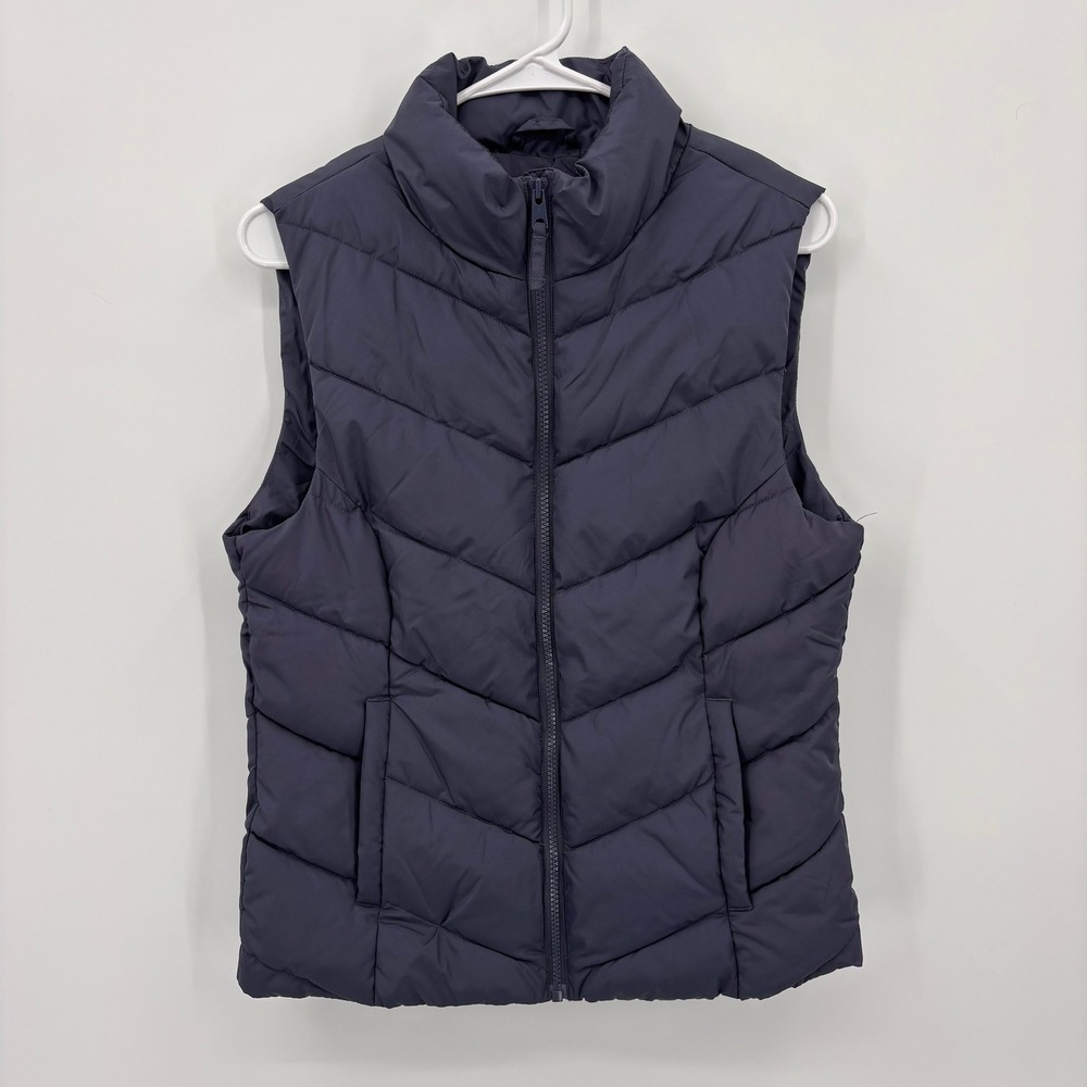 Cole Haan Puffer Vest Mens S Navy Blue Excellent Chevron Quilted Full Zip